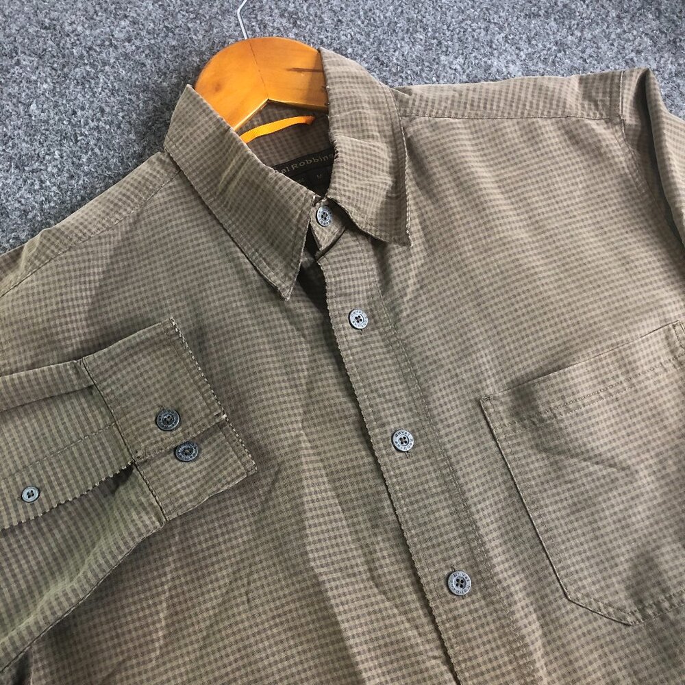 Royal Robbins Shirt Mens Medium Green Relaxed Button Desert Pucker Long Sleeve
